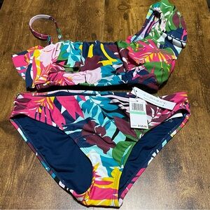 NWT Bleu Rod Beattie Multicolor Tropical Bikini Woman’s Size 8 Swimsuit Set